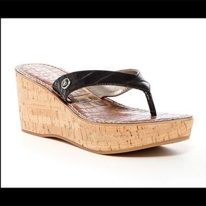 Sam Edelman Leather Wedge Sandals- Size 10